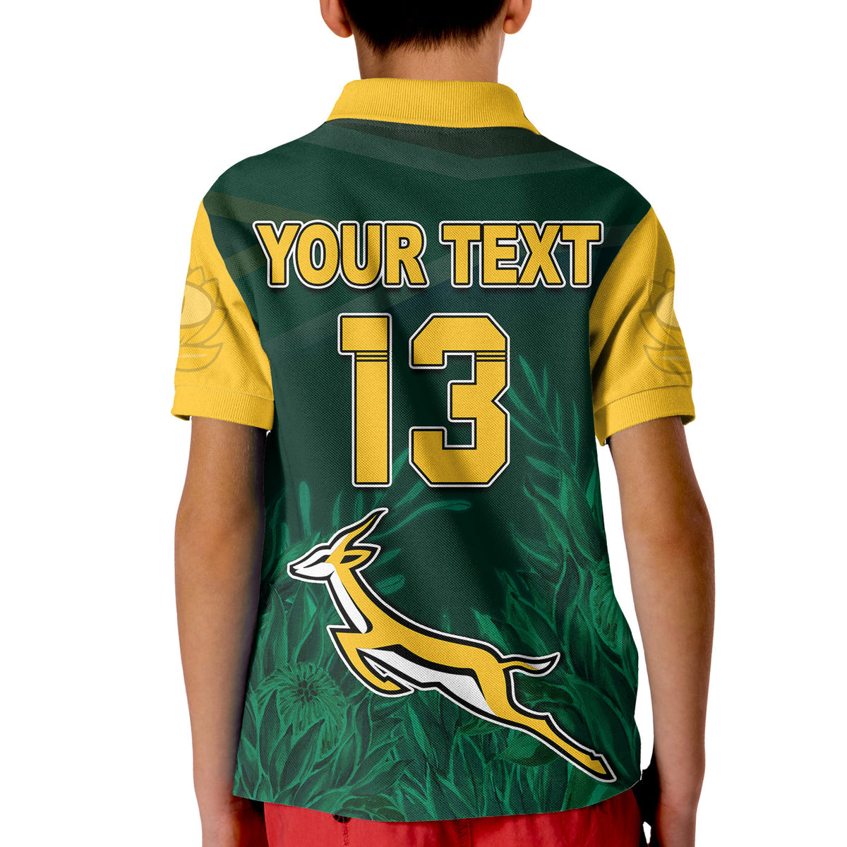 (Custom Text and Number) South Africa Rugby Polo Shirt Springboks King Protea Go Bokke LT13 - Wonder Print Shop