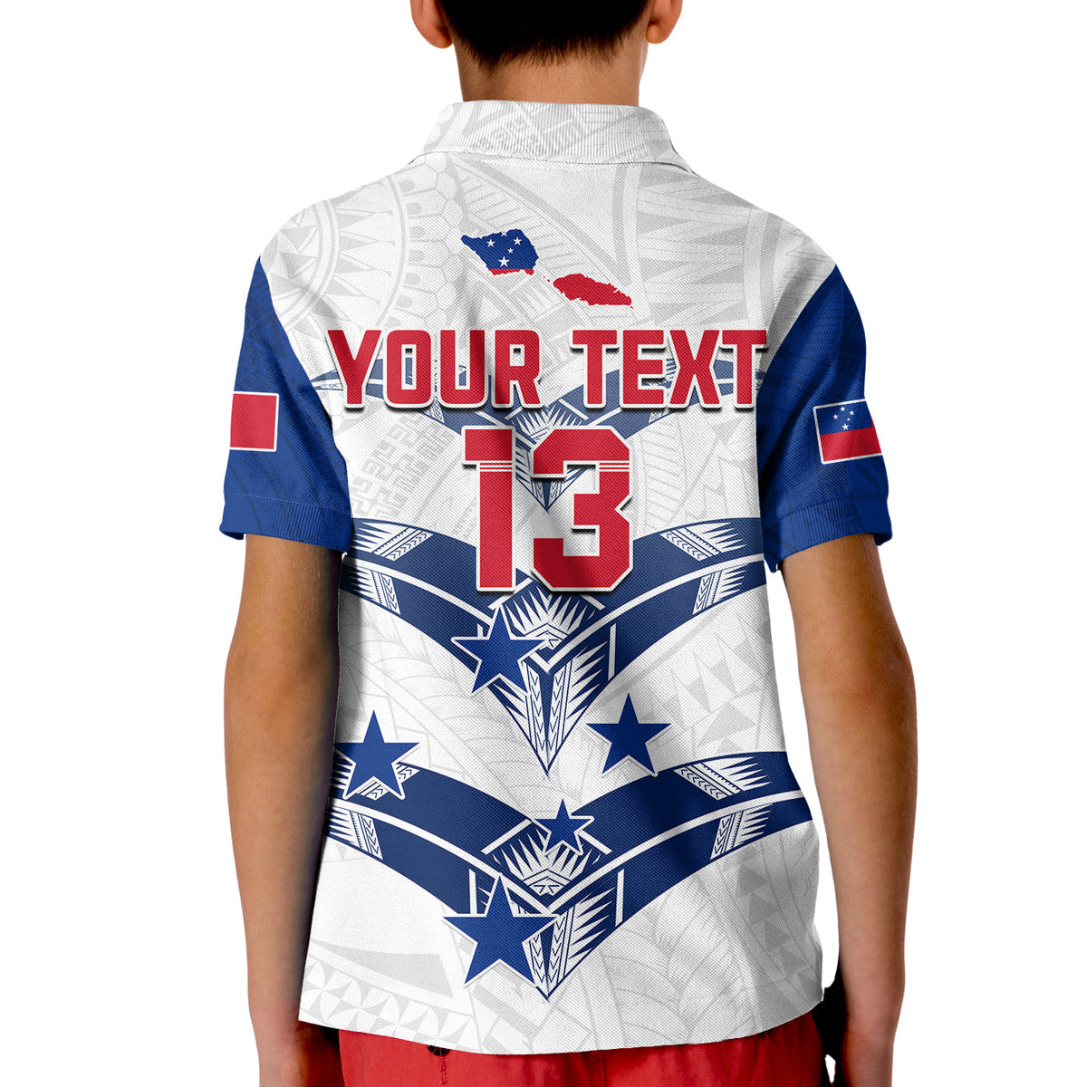 (Custom Personalise Text and Number) Toa Samoa Rugby Polo Shirt KID Siamupini Proud White LT13 - Wonder Print Shop