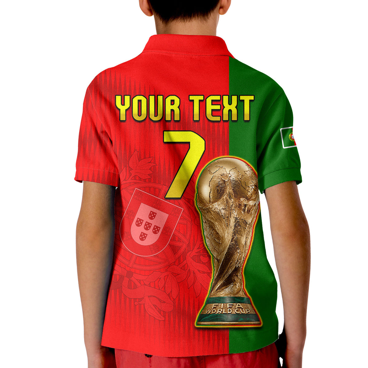 (Custom Text and Number) Portugal Polo Shirt Football 2022 KID Style Flag Portuguese Champions LT13 - Wonder Print Shop