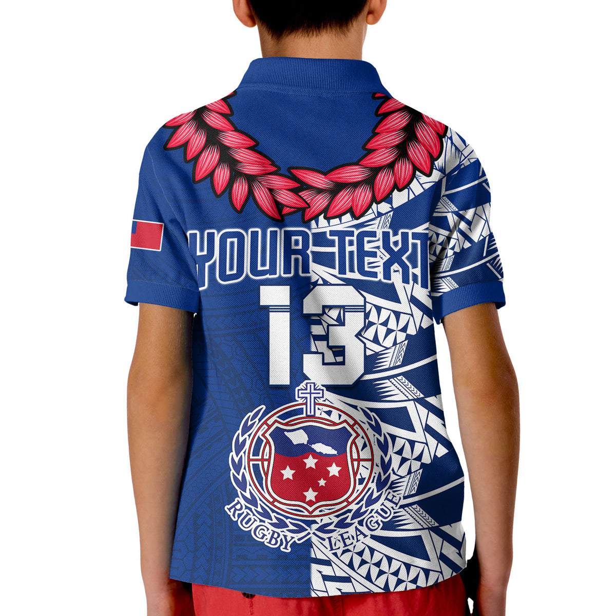 (Custom Personalise Text and Number) Toa Samoa Rugby Polo Shirt Siamupini Ula Fala Blue LT13 - Wonder Print Shop