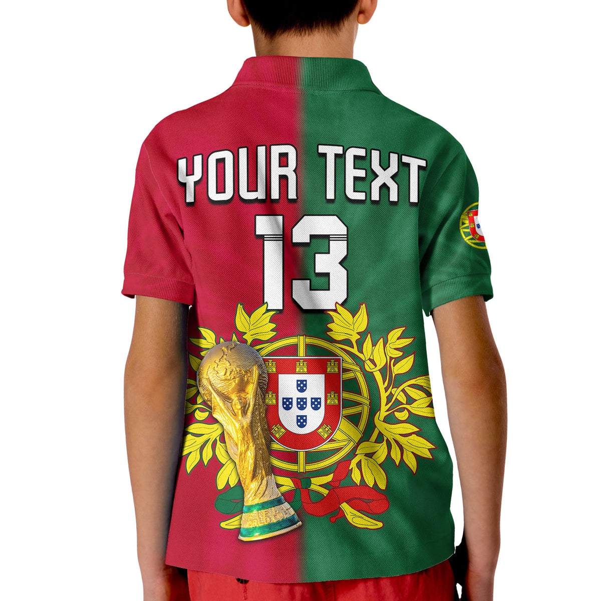 (Custom Text and Number) Portugal Football Polo Shirt KID Campeao Football 2022 Tie Dye Special LT13 - Wonder Print Shop
