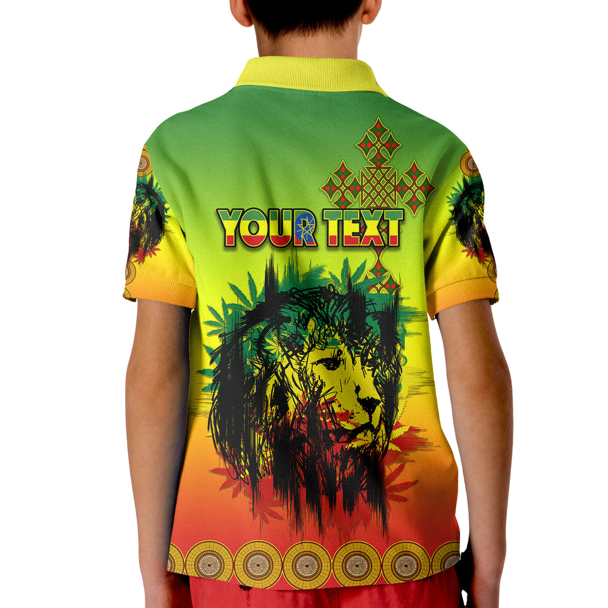 Custom Ethiopia Polo Shirt Cross Mix Lion Colorful Style - Wonder Print Shop
