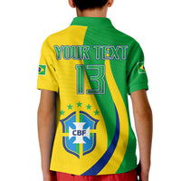 Kids polo shirt in green and yellow with back print YOUR TEXT 13 and CBF crest
