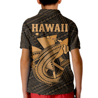 Custom Hawaii Polo Shirt KID Kakau Kanaka Maoli Combine Polynesian Shark Ver.01 - Wonder Print Shop