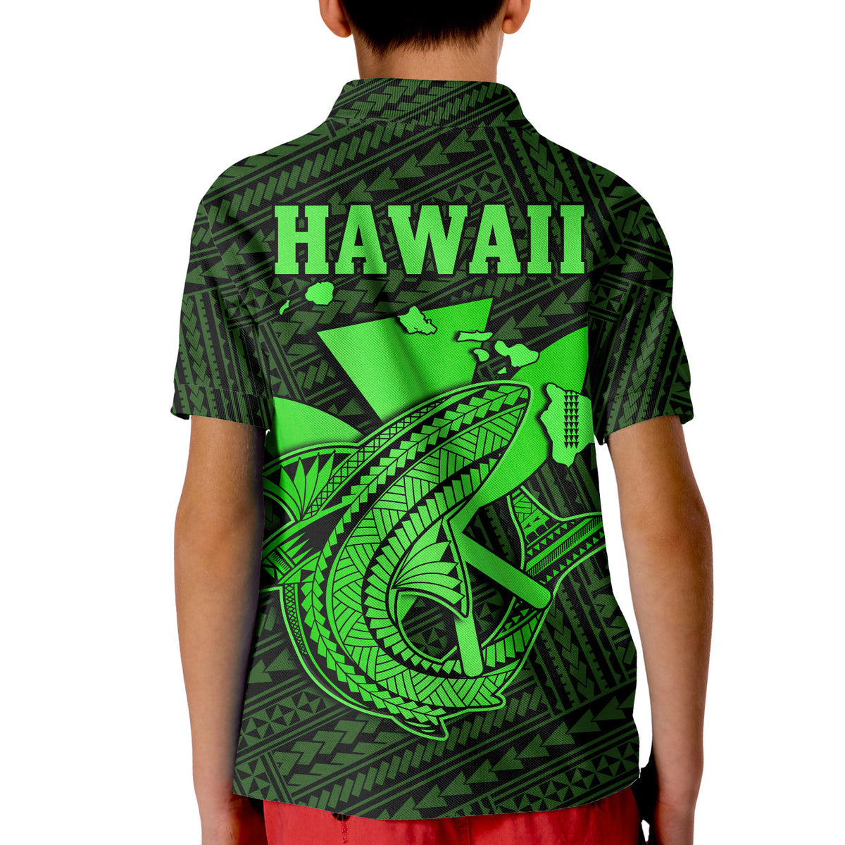 Custom Hawaii Polo Shirt Kakau Kanaka Maoli Combine Polynesian Shark Ver.02 - Wonder Print Shop