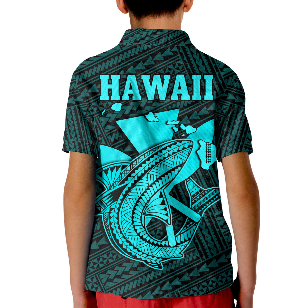 Custom Hawaii Polo Shirt Kakau Kanaka Maoli Combine Polynesian Shark Ver.04 - Wonder Print Shop
