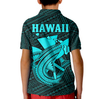Custom Hawaii Polo Shirt KID Kakau Kanaka Maoli Combine Polynesian Shark Ver.04 - Wonder Print Shop