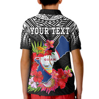 Custom Chamorro Guam Polo Shirt KID Guaman Latte Stone Tropical Flowers Black Style - Wonder Print Shop