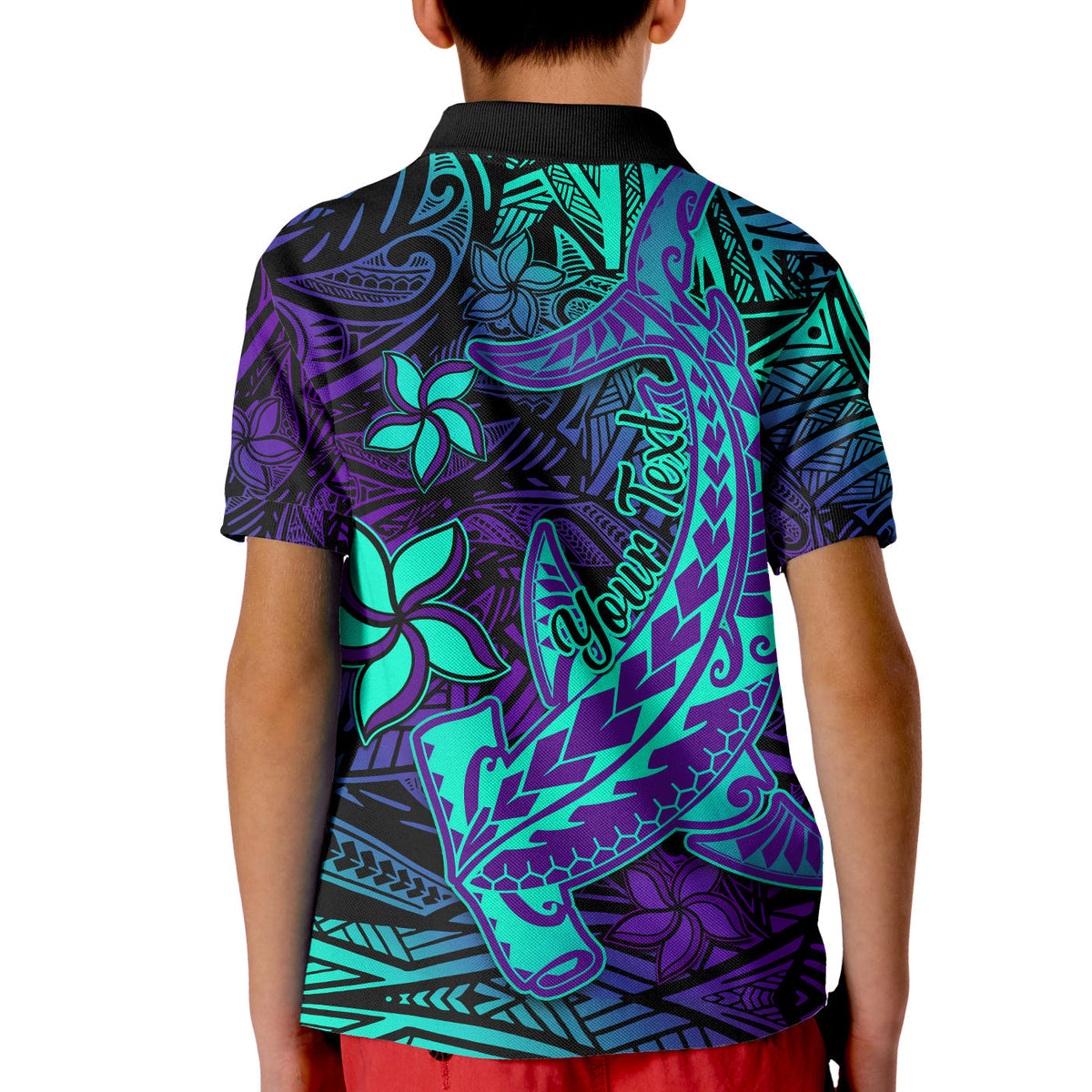 Custom Polynesian Polo Shirt Purple Paradise Hawaiian Tribal Hammerhead Shark - Wonder Print Shop