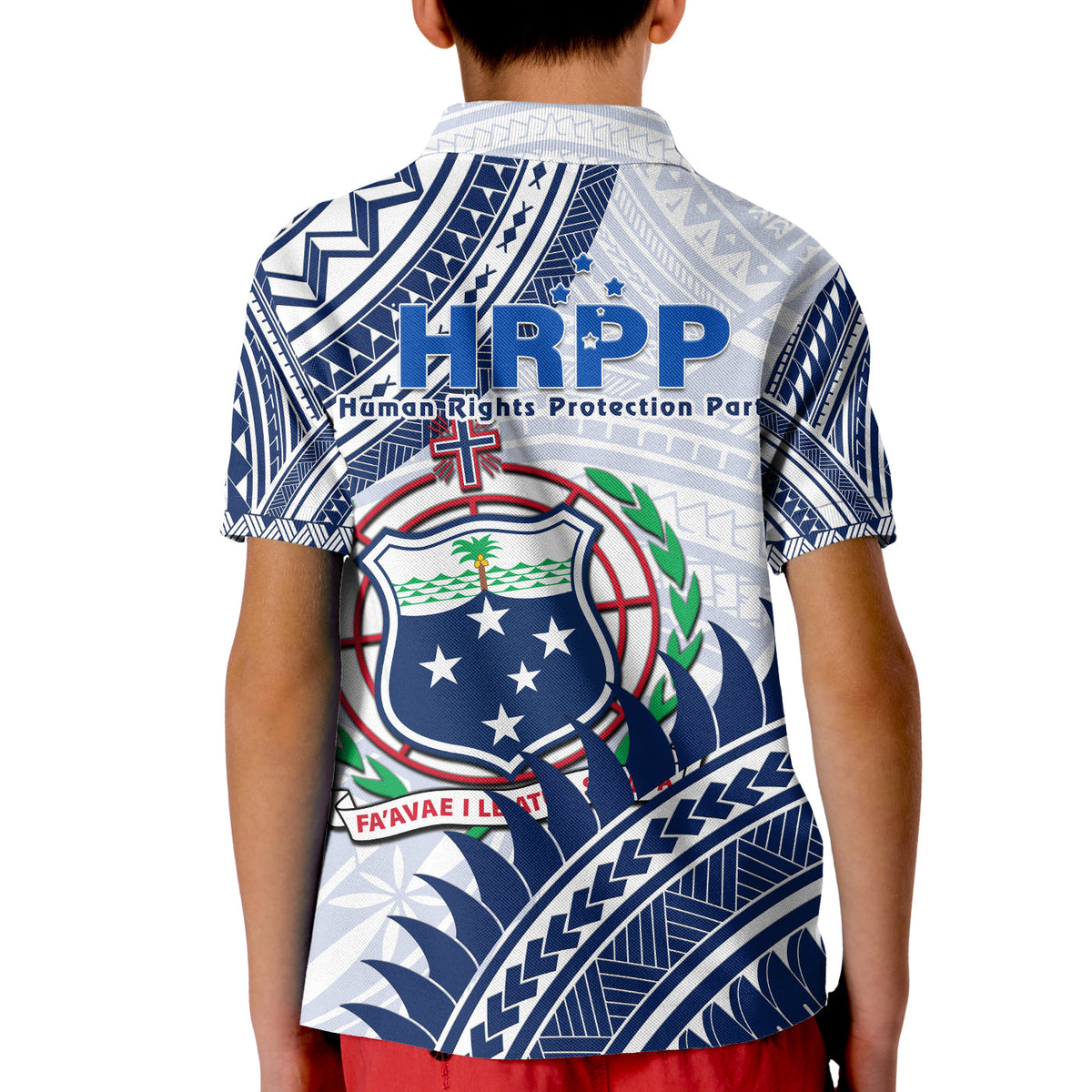 HRPP Samoa Polo Shirt Samoan Coat Of Arms Polynesian Pattern - Wonder Print Shop