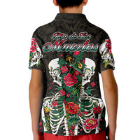 Mexico Polo Shirt KID Floral Skull Dia De Los Muertos - Wonder Print Shop