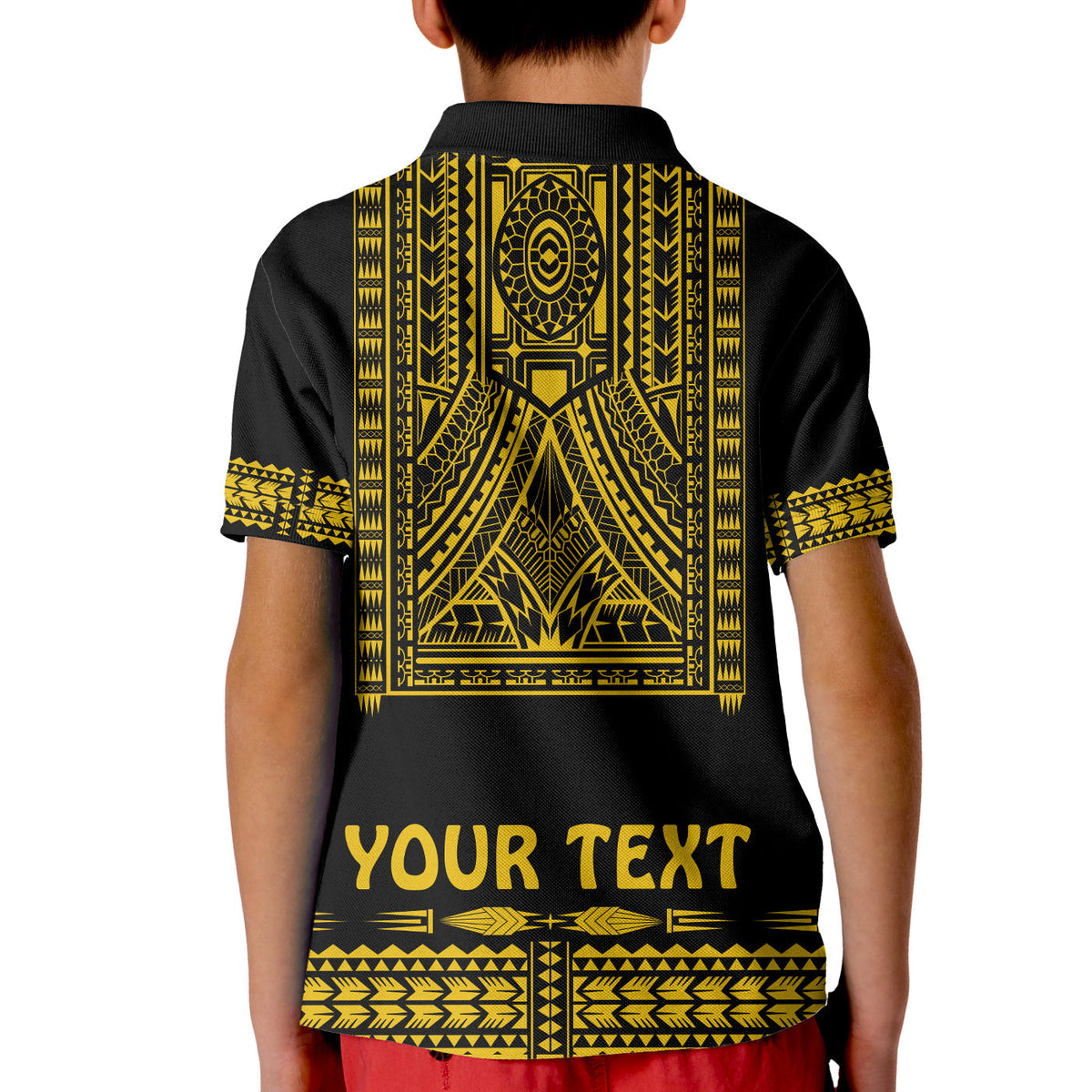 Custom Polynesian Polo Shirt Dashiki With Polynesian Tattoo Royal Golden Version - Wonder Print Shop