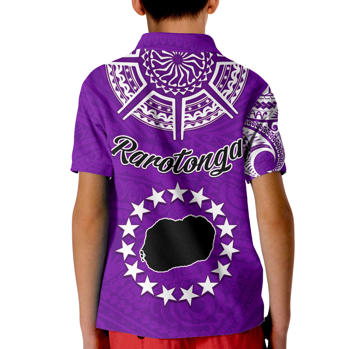 Rarotonga Cook Islands Polo Shirt KID Turtle and Map Style Purple LT13 - Wonder Print Shop