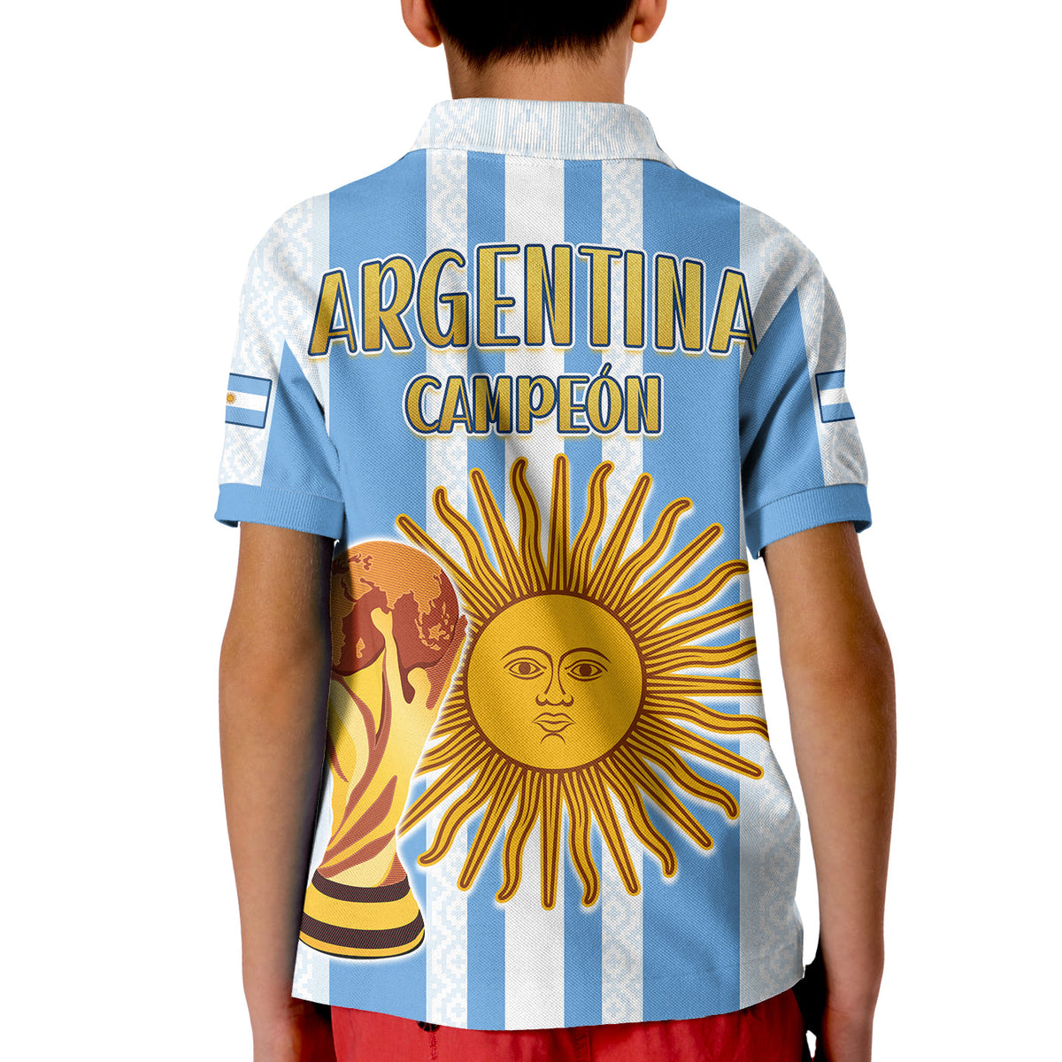 Argentina Football Polo Shirt KID World Champions 2022 Dream Come True LT13 - Wonder Print Shop