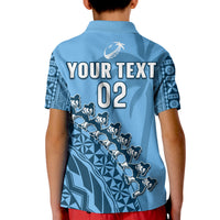 Custom Text And Number Fiji Tapa Rugby Polo Shirt Fijian Cibi Dance Tapa Pattern Blue - Wonder Print Shop