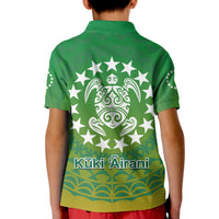 Cook Islands Polo Shirt KID Circle Pattern Mix Sea Turtle Green Version - Wonder Print Shop