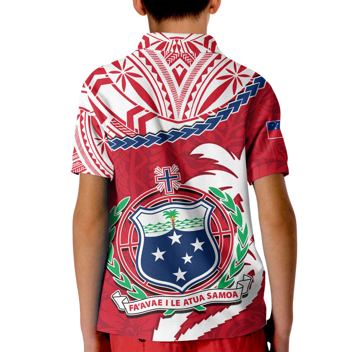 Samoa Polo Shirt Samoan Coat Of Arms With Coconut Red Style - Wonder Print Shop