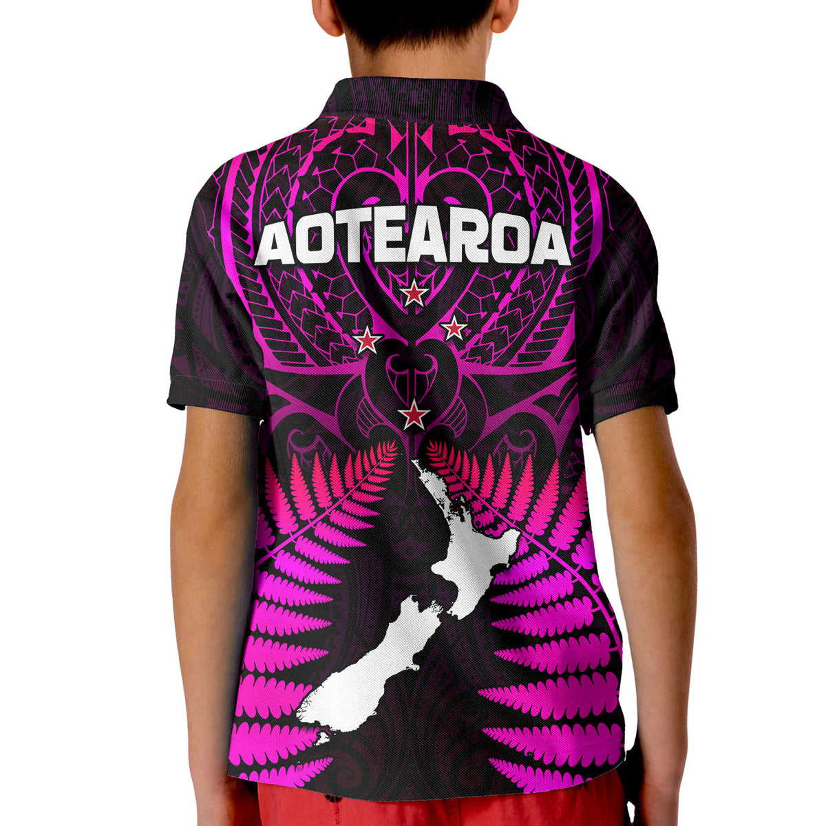 Aotearoa Fern Polo Shirt New Zealand Hei Tiki Purple Style LT13 - Wonder Print Shop