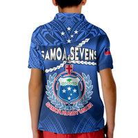 Samoa Rugby Polo Shirt KID Manu Samoa Polynesian Hibiscus Blue Style - Wonder Print Shop