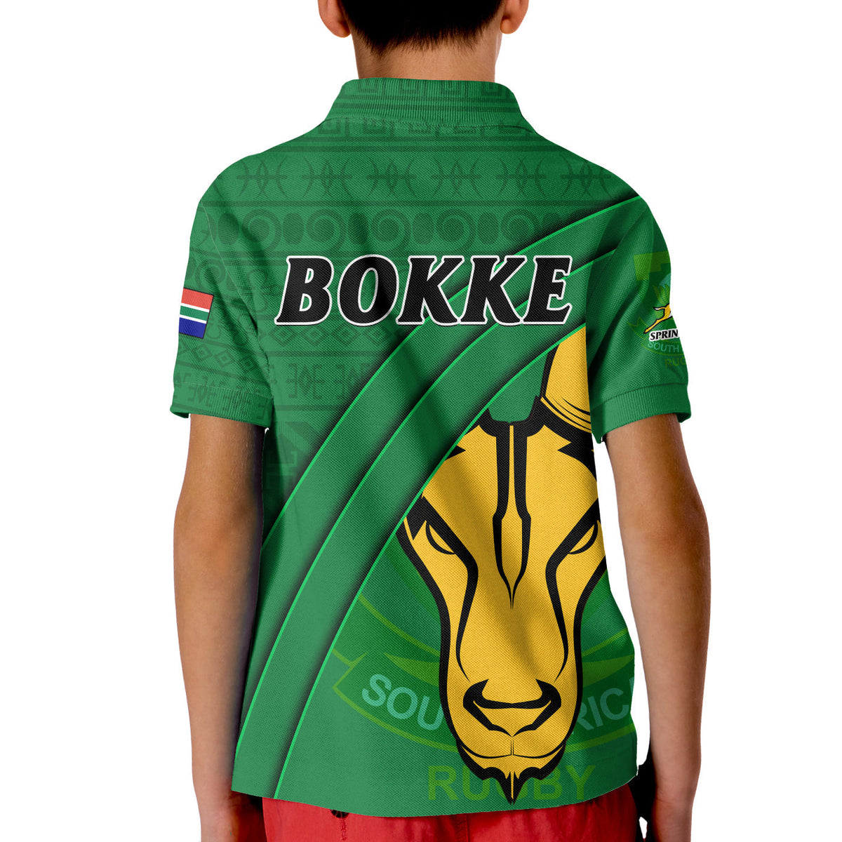 South Africa Rugby Polo Shirt Bokke Springbok With African Pattern Stronger Together - Wonder Print Shop