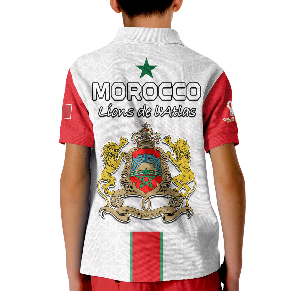 Morocco Football Polo Shirt KID Football 2022 Soccer Lions de lAtlas Champions LT13 - Wonder Print Shop