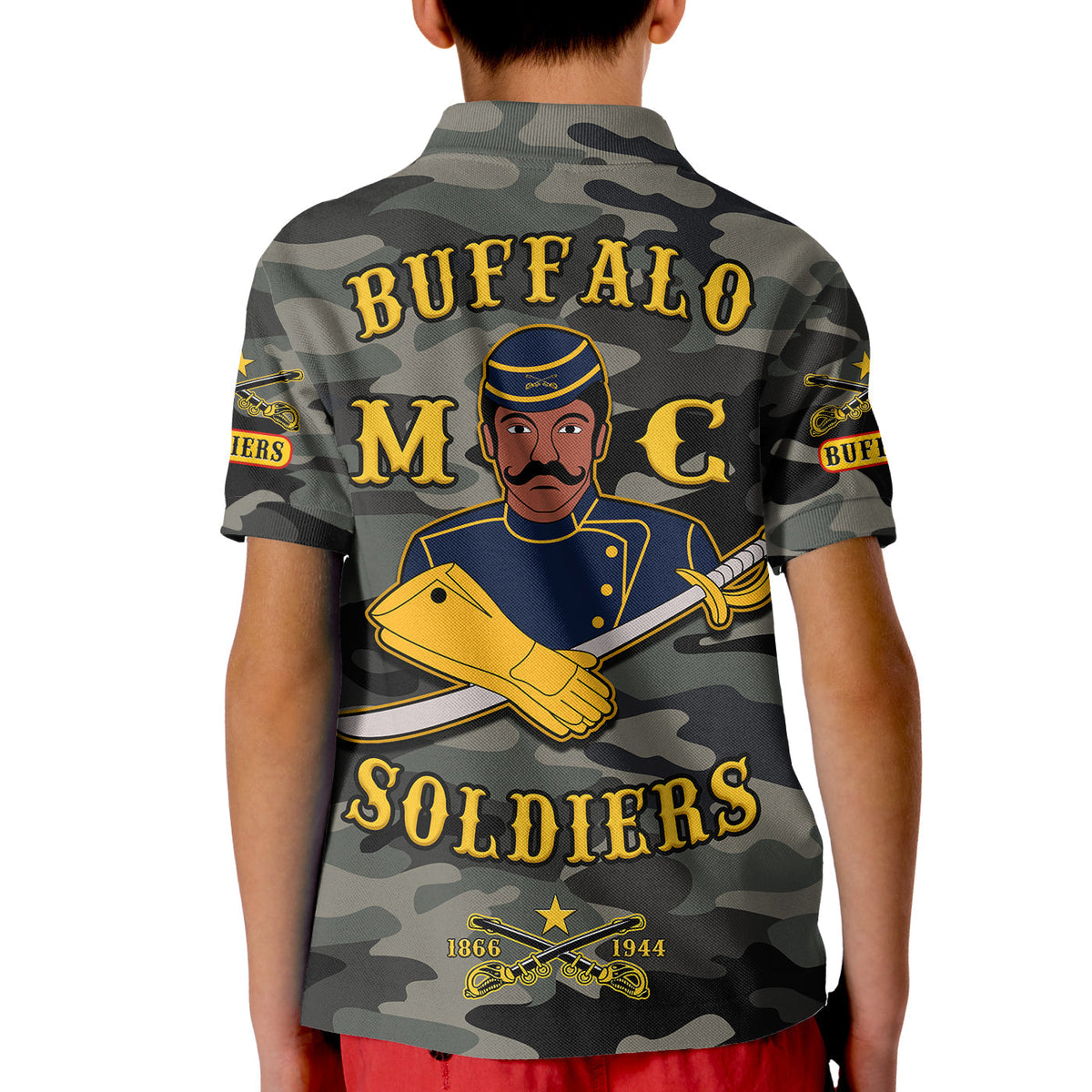 Custom Buffalo Soldiers Polo Shirt KID Camouflage Unique LT13 - Wonder Print Shop