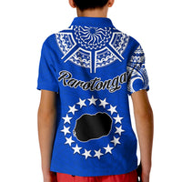 Rarotonga Cook Islands Polo Shirt KID Turtle and Map Style Blue LT13 - Wonder Print Shop