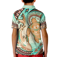 Hawaii Polo Shirt Polynesian Shark And Sea Turtle Dreamy Turquoise Artsy - Wonder Print Shop