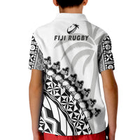 Fiji Rugby Polo Shirt Fijian Cibi Dance Tapa Pattern White - Wonder Print Shop