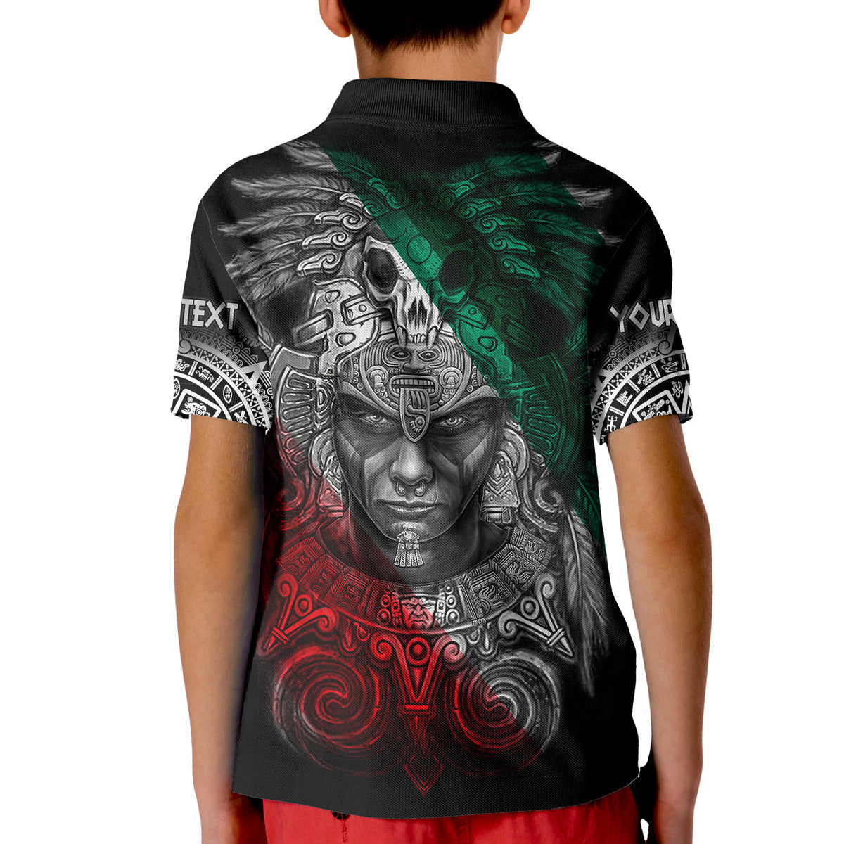 Custom Mexico Polo Shirt KID Warrior Eagle Aztec LT13 - Wonder Print Shop