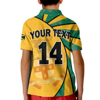 (Custom Text and Number) Jamaica Athletics Polo Shirt KID Jamaican Flag Mix Lion Sporty Style - Wonder Print Shop
