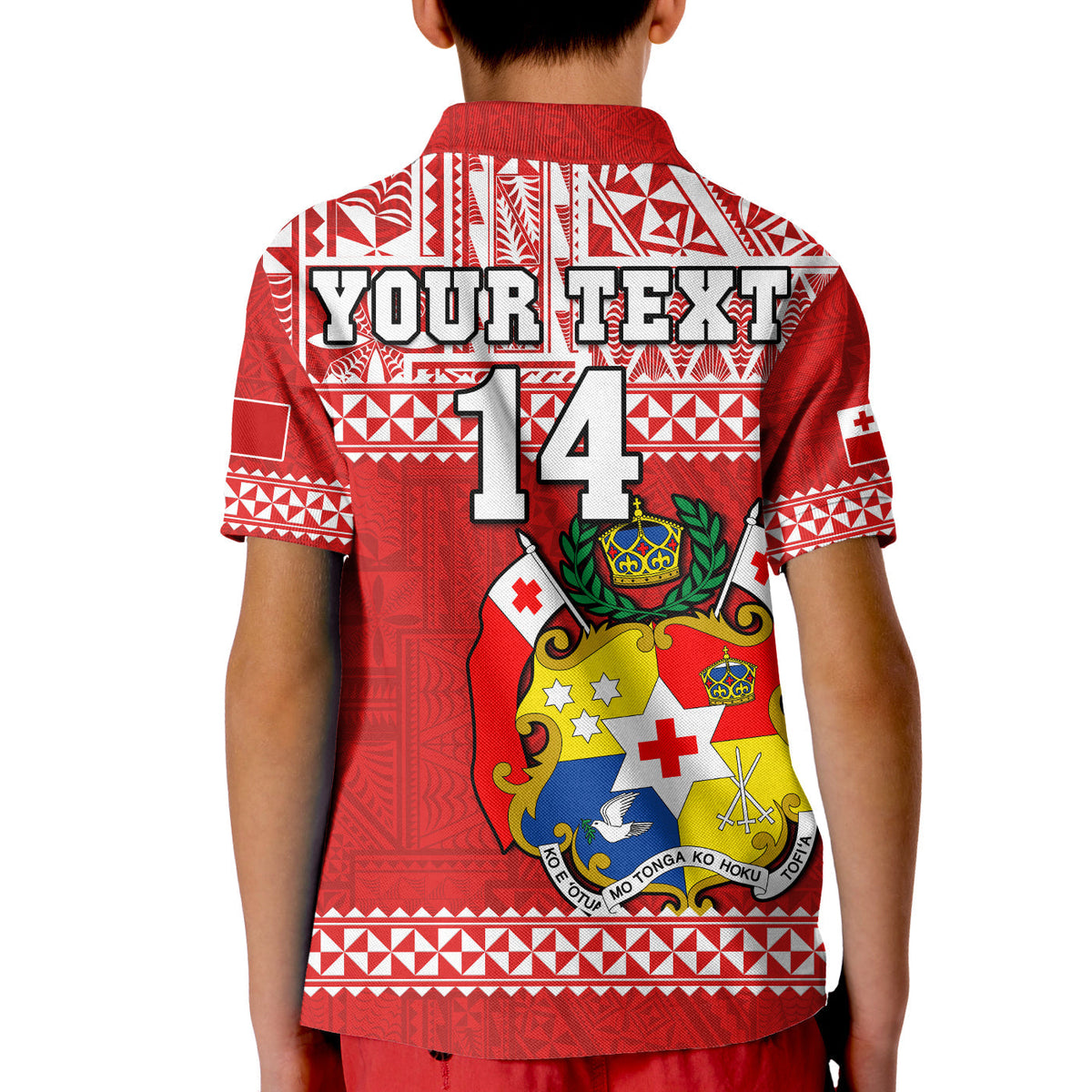 Custom Text And Number Tonga Rugby Polo Shirt KID Mate Maa Tonga Pacific Ngatu White - Wonder Print Shop
