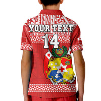 Custom Text And Number Tonga Rugby Polo Shirt KID Mate Maa Tonga Pacific Ngatu White - Wonder Print Shop