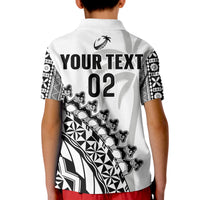 Custom Text And Number Fiji Rugby Polo Shirt Fijian Cibi Dance Tapa Pattern White - Wonder Print Shop