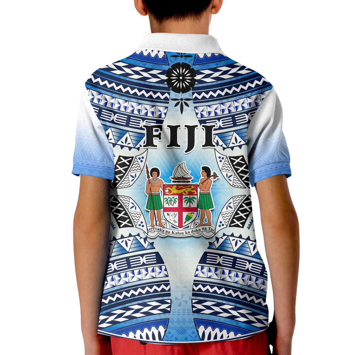 Fiji Polo Shirt KID Kaiviti Fijian Special Tapa Pattern - Wonder Print Shop