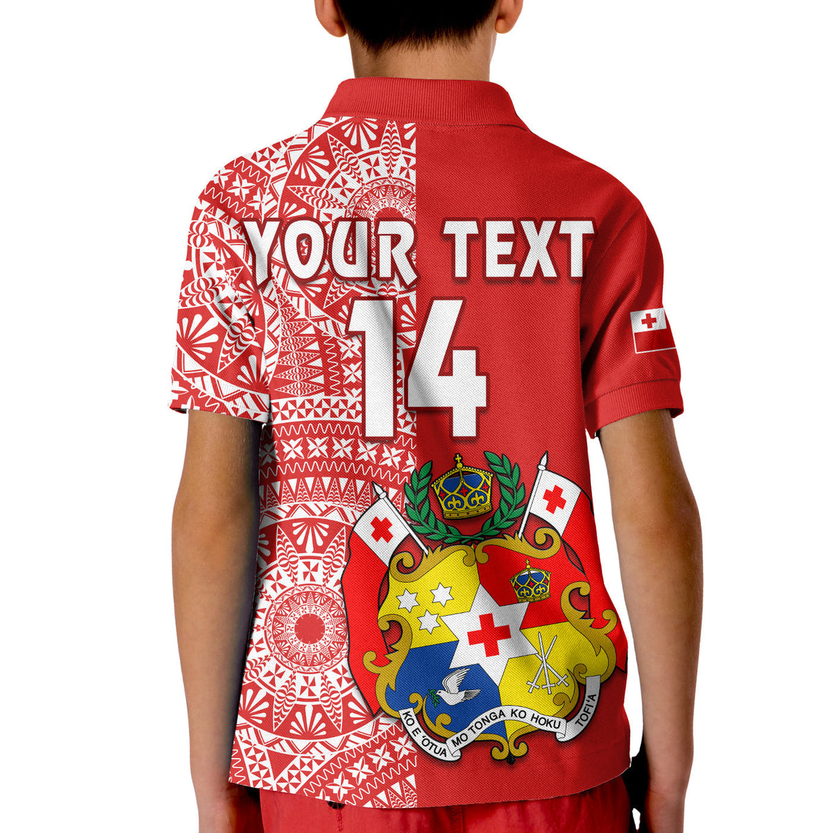 Custom Text And Number Tonga Polo Shirt Tongan Coat Of Arms Ngatu Pattern - Wonder Print Shop