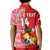 Custom Text And Number Tonga Polo Shirt Tongan Coat Of Arms Ngatu Pattern - Wonder Print Shop