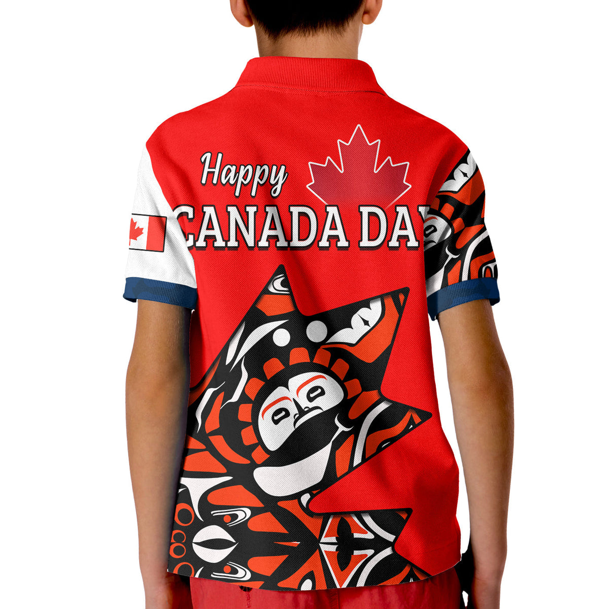 Canada Haida Polo Shirt KID Maple Leaf Canadian LT13 - Wonder Print Shop