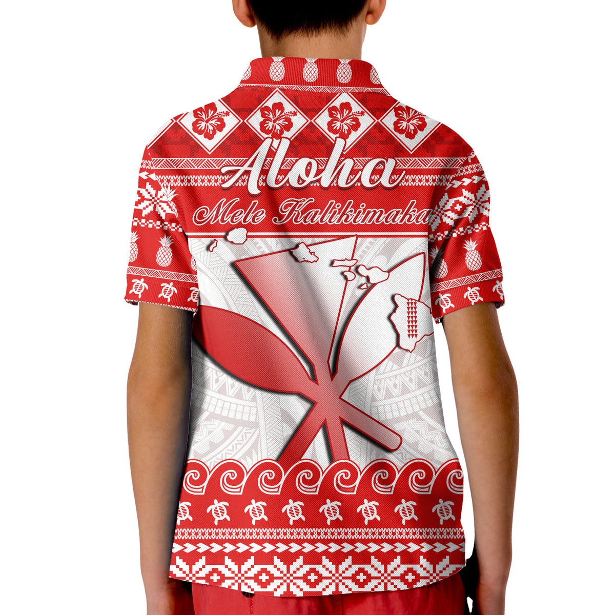 Christmas Hawaii Polo Shirt KID Kanaka Polynesian Santa Claus Mele Kalikimaka - Wonder Print Shop