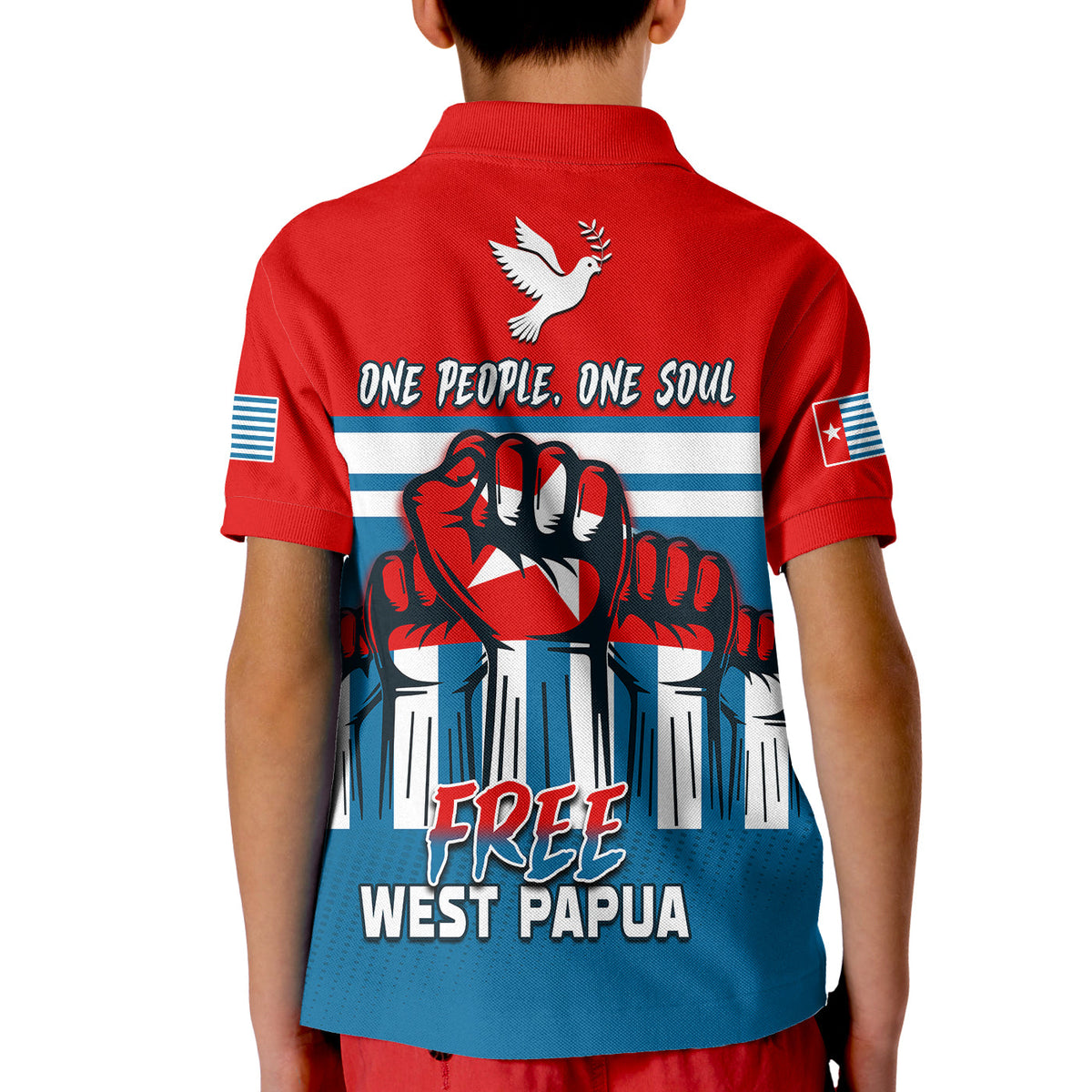 Free West Papua Polo Shirt KID One People One Soul Strong West Papuan LT13 - Wonder Print Shop