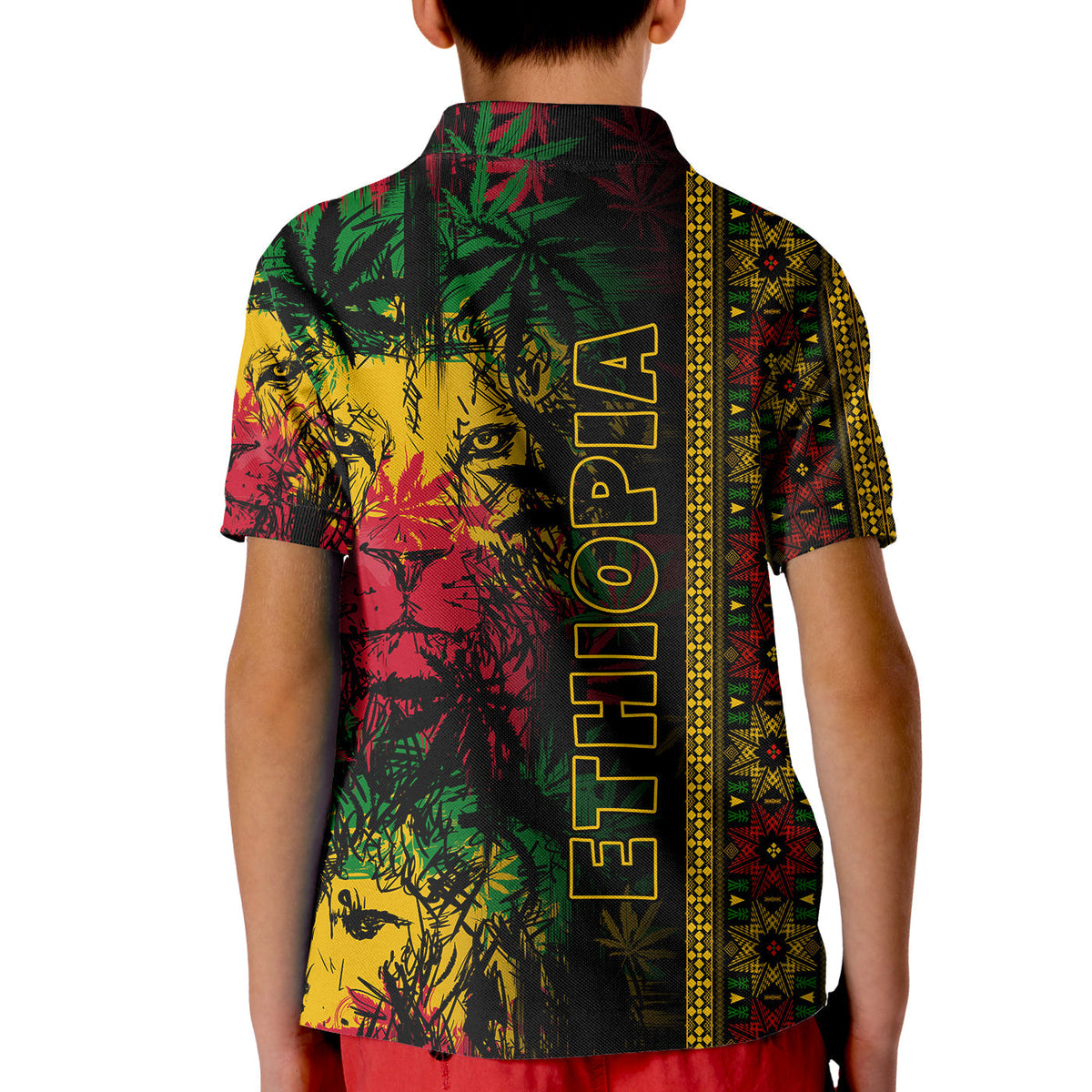 Ethiopia Lion Reggae Polo Shirt Ethiopian Cross LT13 - Wonder Print Shop