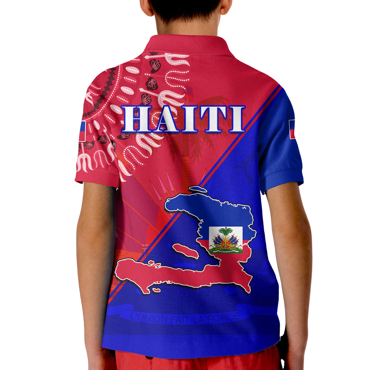 Haiti Polo Shirt KID Haiti Flag Dashiki Simple Style - Wonder Print Shop