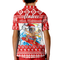 Custom Christmas Hawaii Polo Shirt KID Surfing Santa Mele Kalikimaka Polynesian - Wonder Print Shop