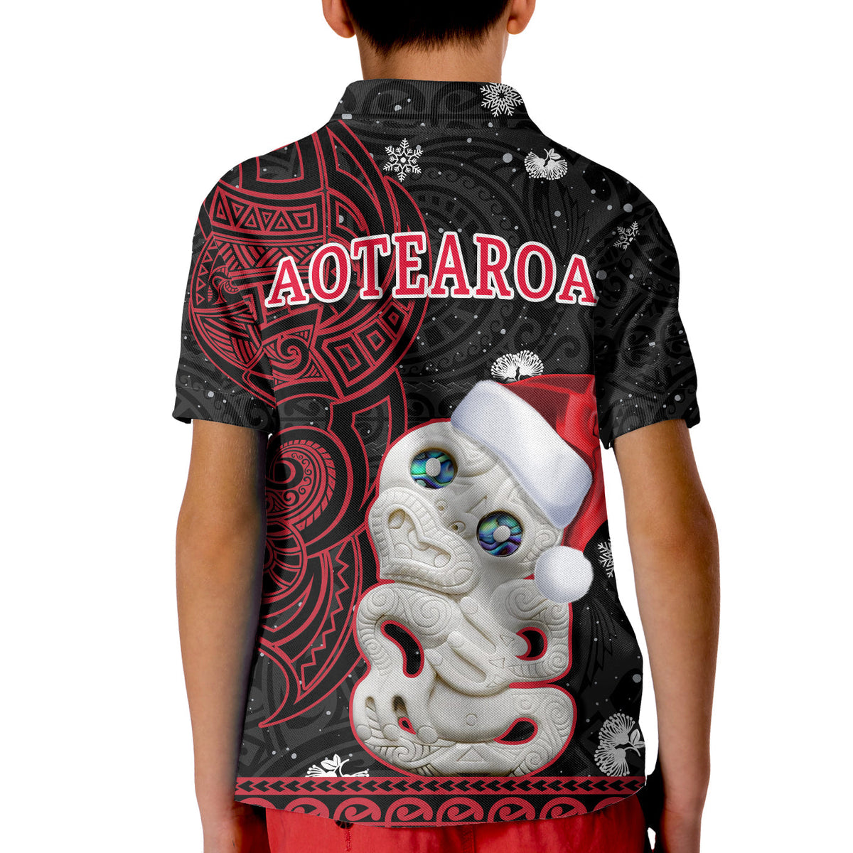 Custom New Zealand Polo Shirt Christmas Hei Tiki Red Pohutukawa Meri Kirihimete - Wonder Print Shop