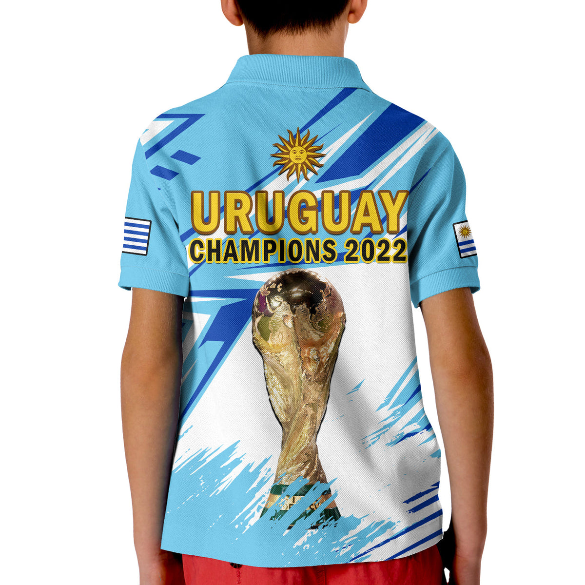 Uruguay Football Polo Shirt KID La Celeste WC 2022 Sporty Style - Wonder Print Shop