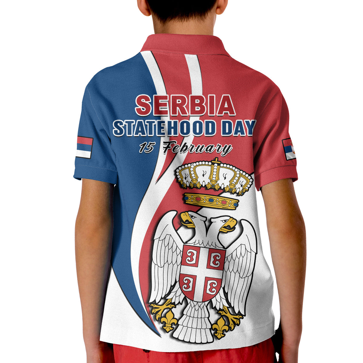 Serbia Polo Shirt Happy Serbian Statehood Day With Coat Of Arms - Wonder Print Shop