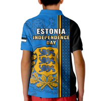 Estonia Polo Shirt KID Happy Estonian Independence Day With Coat Of Arms - Wonder Print Shop