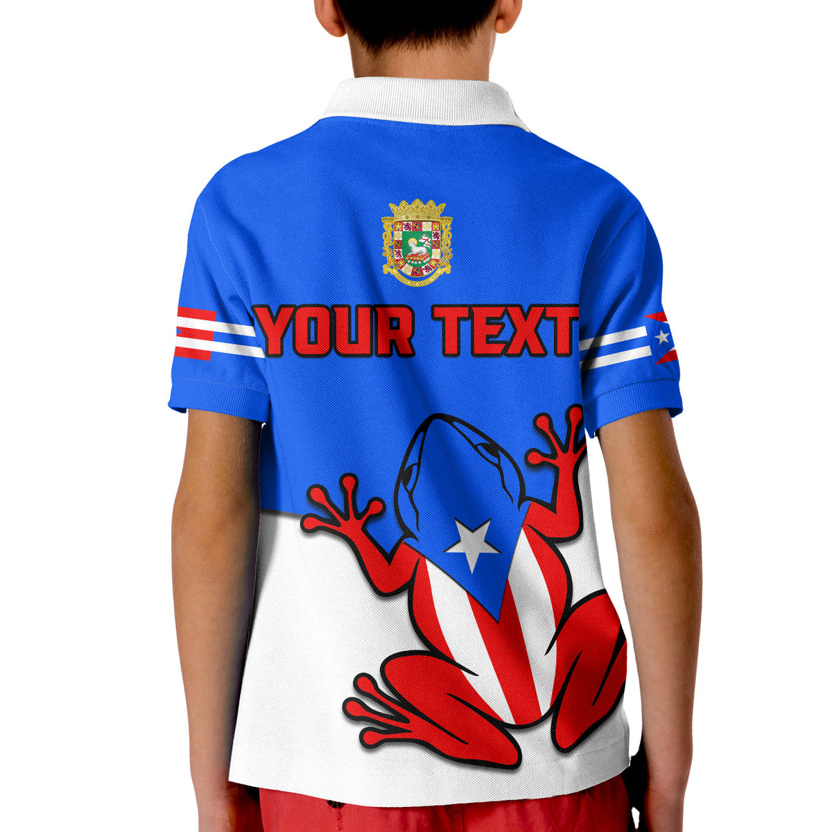 Custom Puerto Rico Polo Shirt KID Coqui Frog Simple Style - Wonder Print Shop