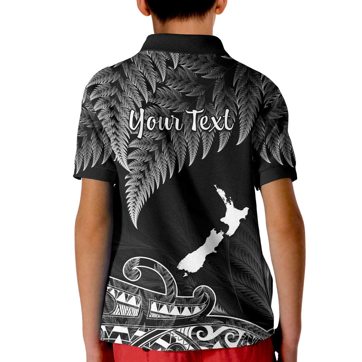 Custom New Zealand Silver Fern Polo Shirt KID Aotearoa Map Maori - Wonder Print Shop