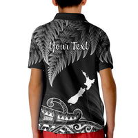 Custom New Zealand Silver Fern Polo Shirt KID Aotearoa Map Maori - Wonder Print Shop